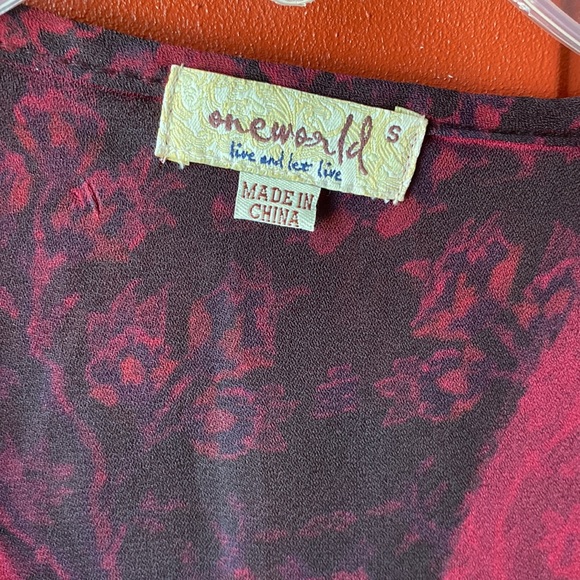 One World Jacket Duster- NWT Size Small burgundy/black BOHO velour/velvet - Picture 4 of 8